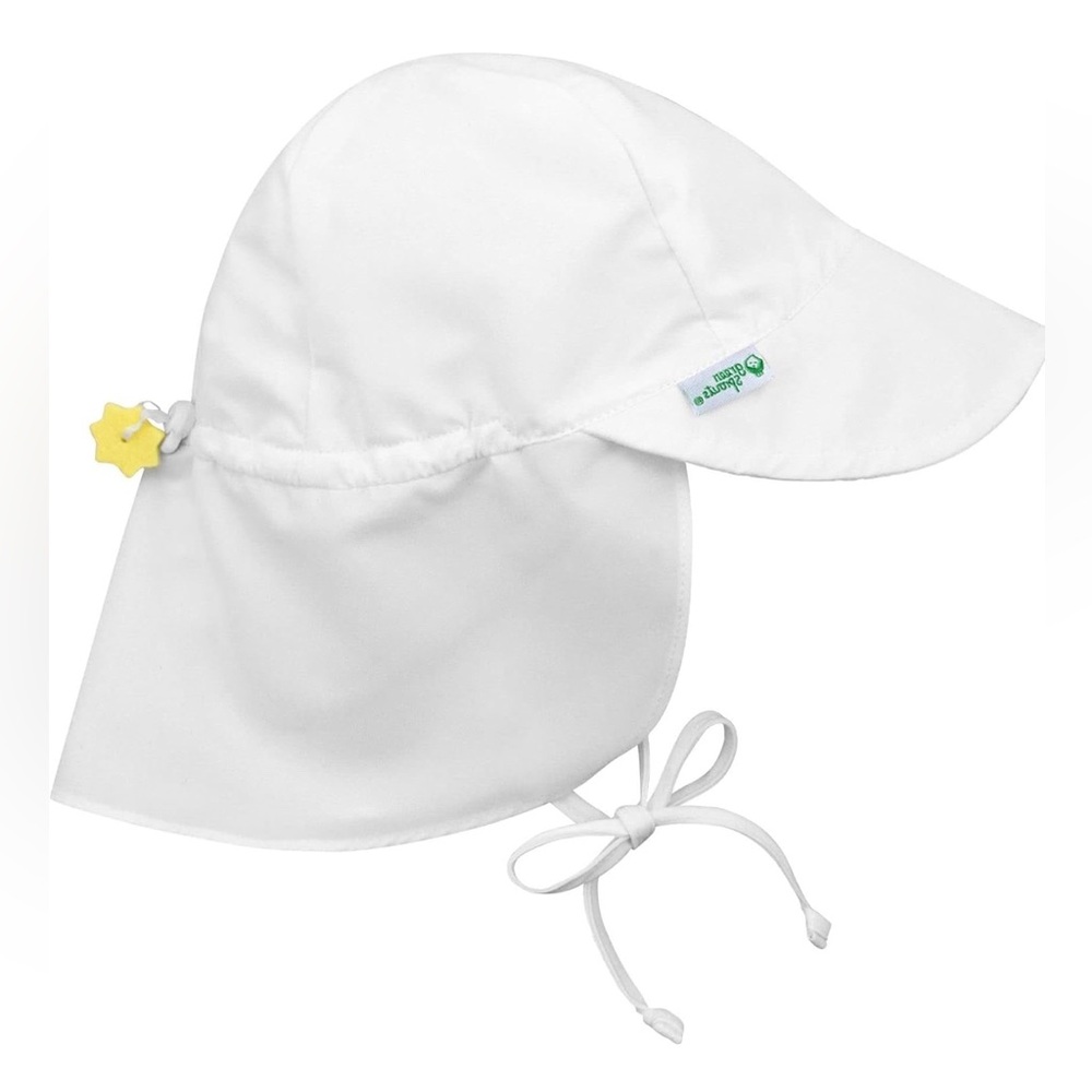 White and Yellow Sun Protection Hat with Neck Coverage